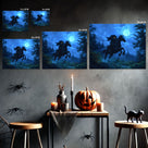 Moonlit Headless Horseman Halloween Canvas Wall Art