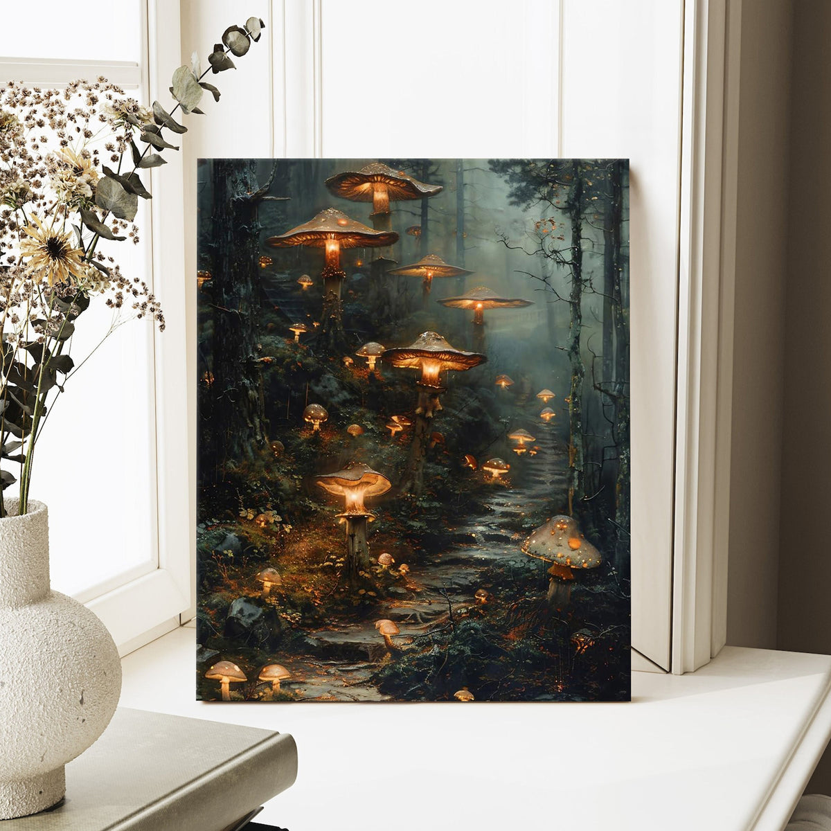 Enchanted Mushroom Forest Halloween Canvas Wall Art