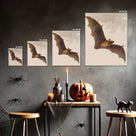 Vintage Antique Natural History Bat Illustration Halloween Wall Art