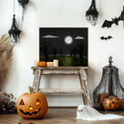 Moonlit Haunted Meadow Halloween Canvas Wall Art