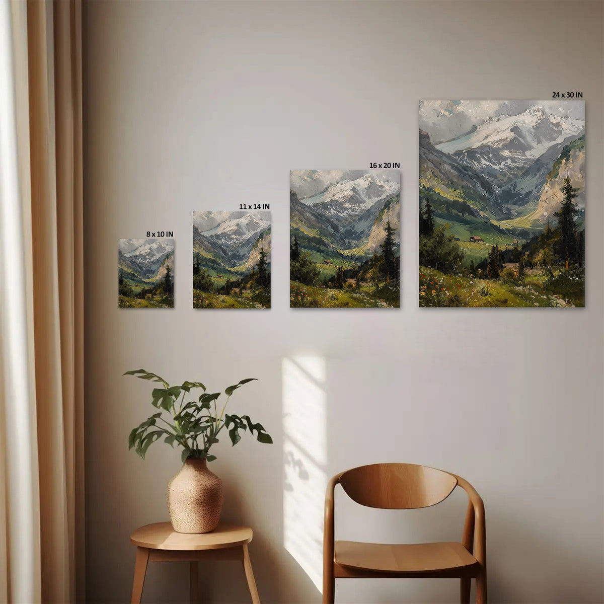 Alpine Mountain Snowy Valley Wall Art