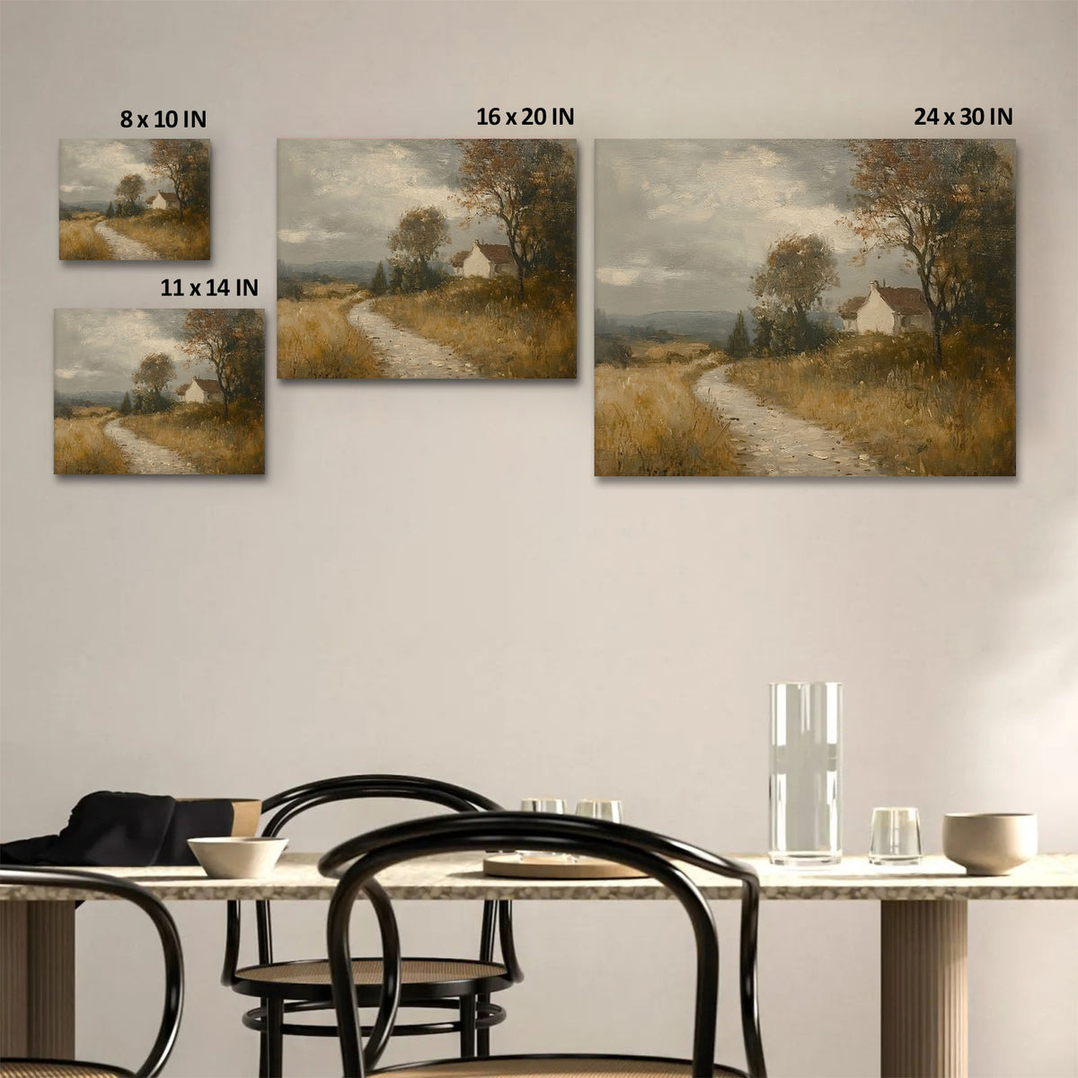 Rustic Countryside Cottage Moody Rural Cottage Path Painting Wall Art