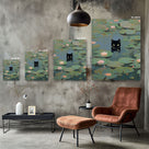 Black Cat Water Lily Wall Art