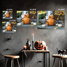 Funny Pumpkin Spider Canvas Wall Art – Cute Halloween Porch and Home Decor