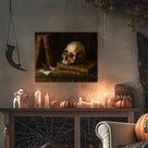 Gothic Skull and Antique Books Still Life Canvas Wall Art