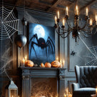 Giant Spider Under the Full Moon Canvas Wall Art – Creepy Halloween Horror Decor
