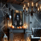 Haunted Girl at the Window Canvas Wall Art – Dark Halloween Horror Home Decor