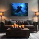 Moonlit Headless Horseman Halloween Canvas Wall Art