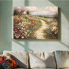 Wildflower Cottage Path Impressionist Countryside Landscape Painting Wall Art