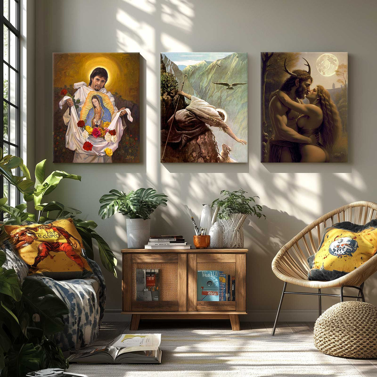 Mythical Lovers Painting Moonlit Romance Wall Art