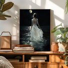 Dreamy Romantic Fantasy Painting Moonlit Woman by the Sea Wall Art