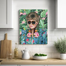 Bold Pop Art Botanical Portrait Painting Colorful Floral Fashion Wall Art