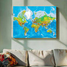 Classic Blue World Map Canvas Wall Art