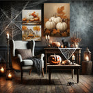 Autumn Pumpkin Farmhouse Charming Rustic Fall Harvest Illustration Wall Art