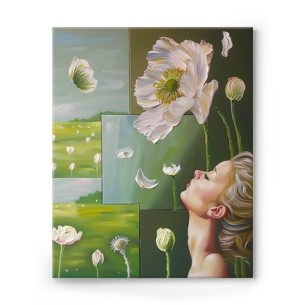 Ethereal Green Botanical Portrait Wall Art