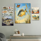 Illustrated Freshwater and Saltwater Fish Chart Species Wall Art