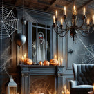 Haunted Ghost at the Window Canvas Wall Art – Scary Halloween Horror Home Decor
