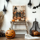Rustic Pumpkin Harvest Halloween Canvas Wall Art