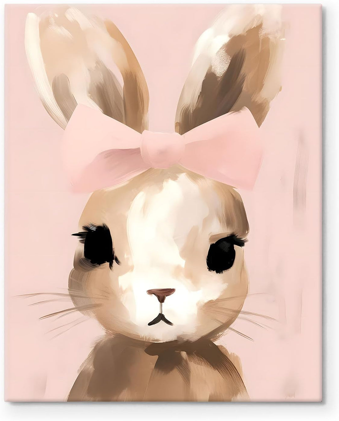 Easter Bunny Canvas Wall Art, Stylish Bunny Pop Home Decor Print Painting Spring Pink Aesthetic Artwork, Rustic Easter Charm Holiday Gift Nursery Living Room Decoration