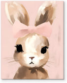 Easter Bunny Canvas Wall Art, Stylish Bunny Pop Home Decor Print Painting Spring Pink Aesthetic Artwork, Rustic Easter Charm Holiday Gift Nursery Living Room Decoration