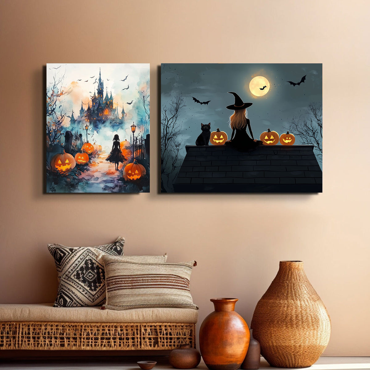 Haunted Castle and Jack-O’-Lanterns Halloween Wall Art