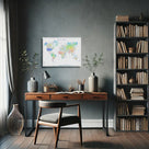 Pastel Watercolor World Map Wall Art