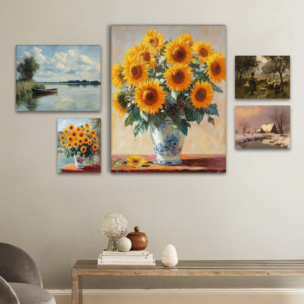 Sunflower Bouquet Still Life Oil Painting Wall Art