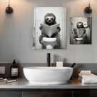 Sloth Reading on the Toilet Wall Art