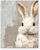 Framed Easter Canvas Wall Art, Vibrant Bunny Canvas Print Poster, Fresh Easter Bunny Painting Stylish Artwork Decoration Pictures Wall Decor for Kitchen Dorm Bedroom Living Room