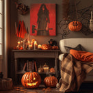 Female Horror Villain with Axe Dark Gothic Horror Portrait Painting Halloween Wall Art
