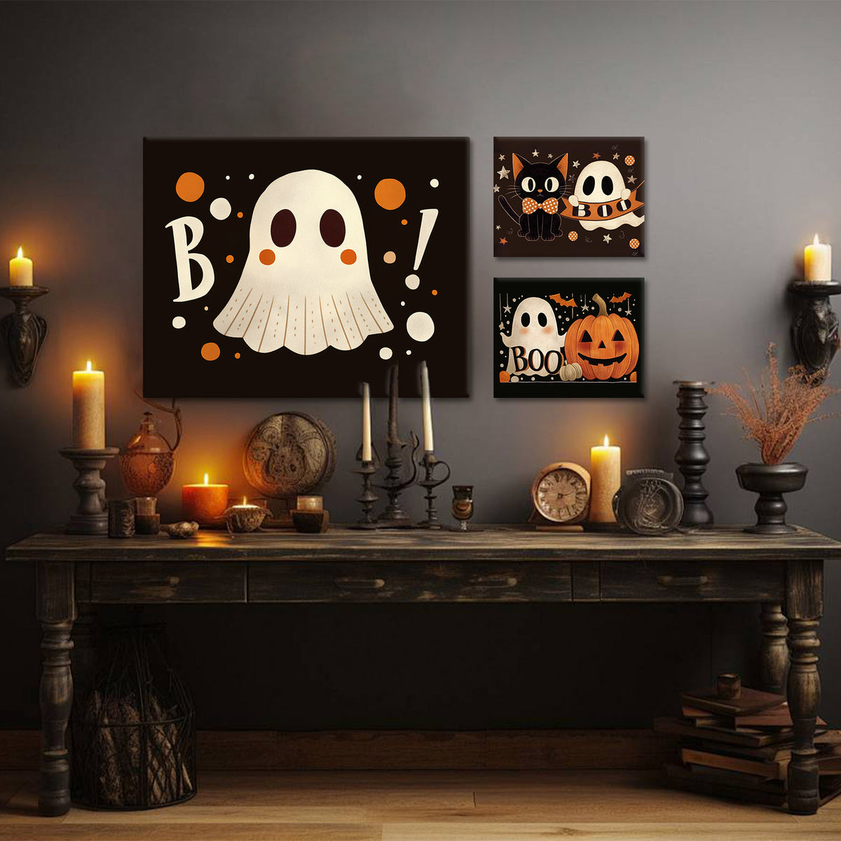 Cute Halloween Ghosts and Friends Wall Art