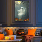 Halloween Wall Art Spooky Ghost In Pumpkin Garden Gothic Canvas Wall Art Dark Academia Ghost Poster Haunting Ghost Art Print for Fall Home Decor