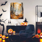 Halloween Wall Art Spooky Ghost In Pumpkin Garden Gothic Canvas Wall Art Dark Academia Ghost Poster Haunting Ghost Art Print for Fall Home Decor