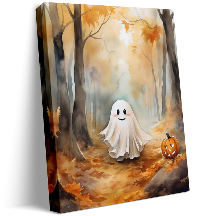 Halloween Wall Art Spooky Ghost In Pumpkin Garden Gothic Canvas Wall Art Dark Academia Ghost Poster Haunting Ghost Art Print for Fall Home Decor