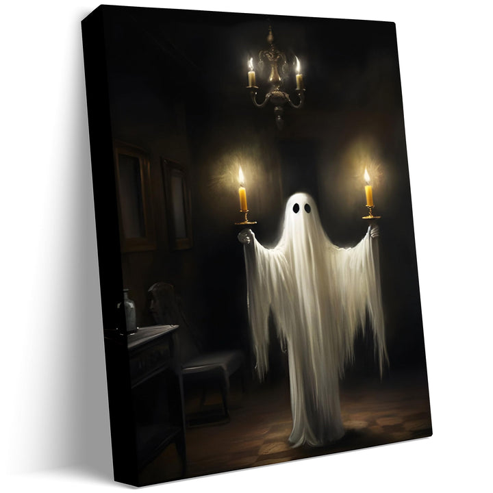Halloween Wall Art Spooky Ghost In Pumpkin Garden Gothic Canvas Wall Art Dark Academia Ghost Poster Haunting Ghost Art Print for Fall Home Decor