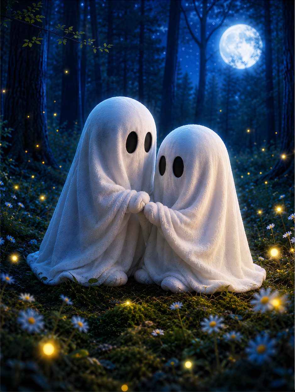 Little Ghosts & Candlelight Halloween Canvas Wall Art for Kids