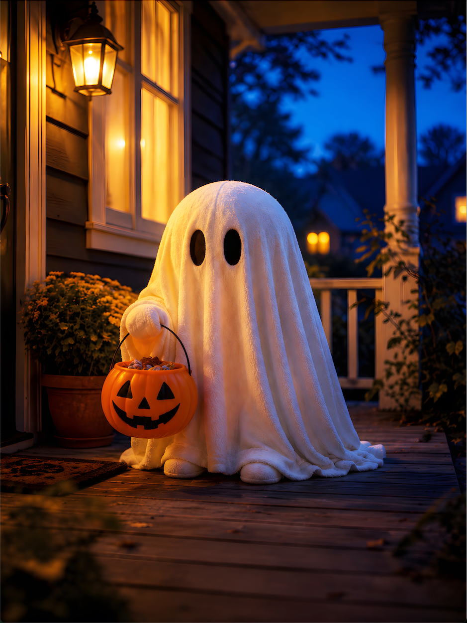Little Ghosts & Candlelight Halloween Canvas Wall Art for Kids