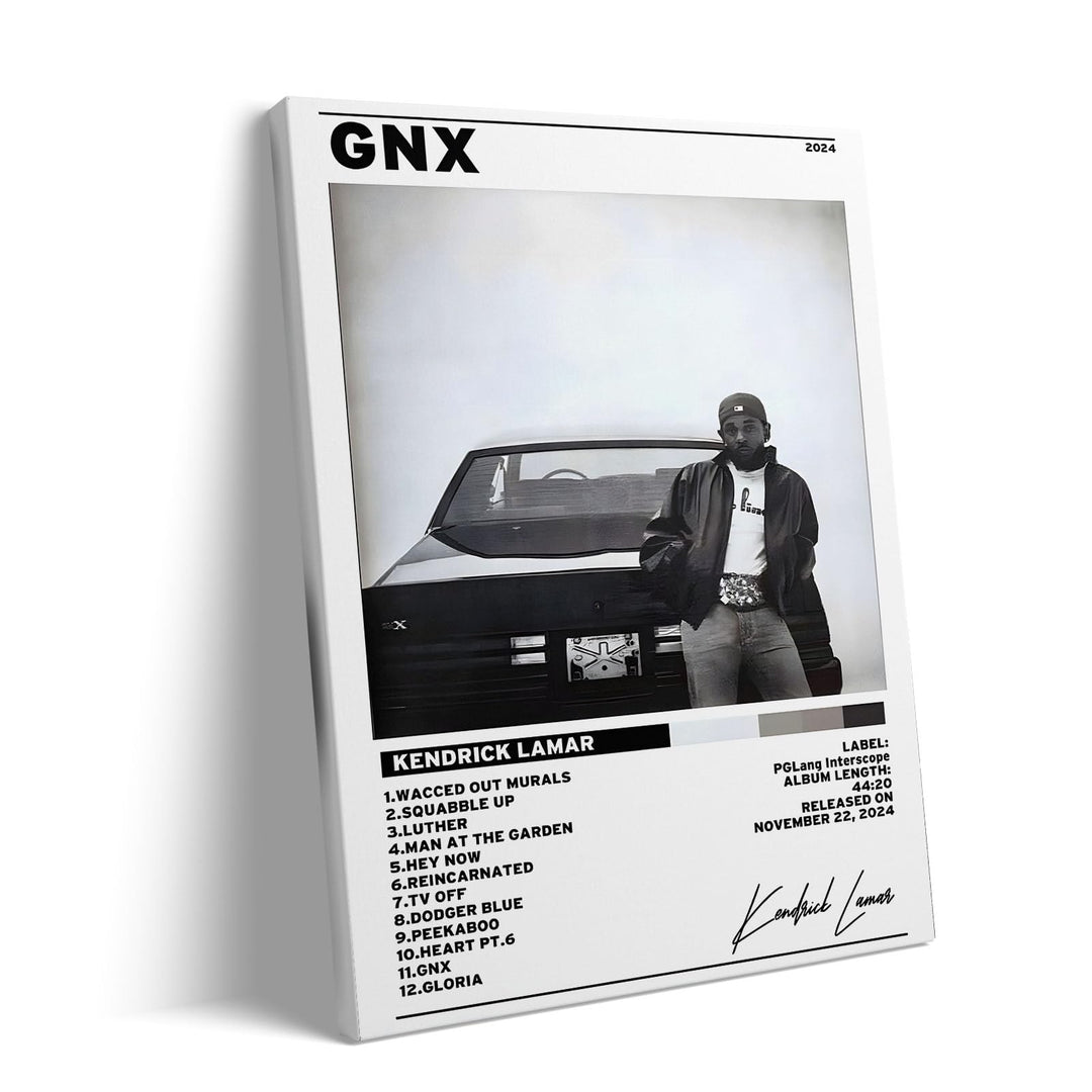 Kendrick Lamar Cover Canvas Wall Art, GNX Album Monochrome Hip-Hop Poster Modern Urban Music Aesthetic Picture Canvas Artwork Music Decor for Living Room Bedroom Studio