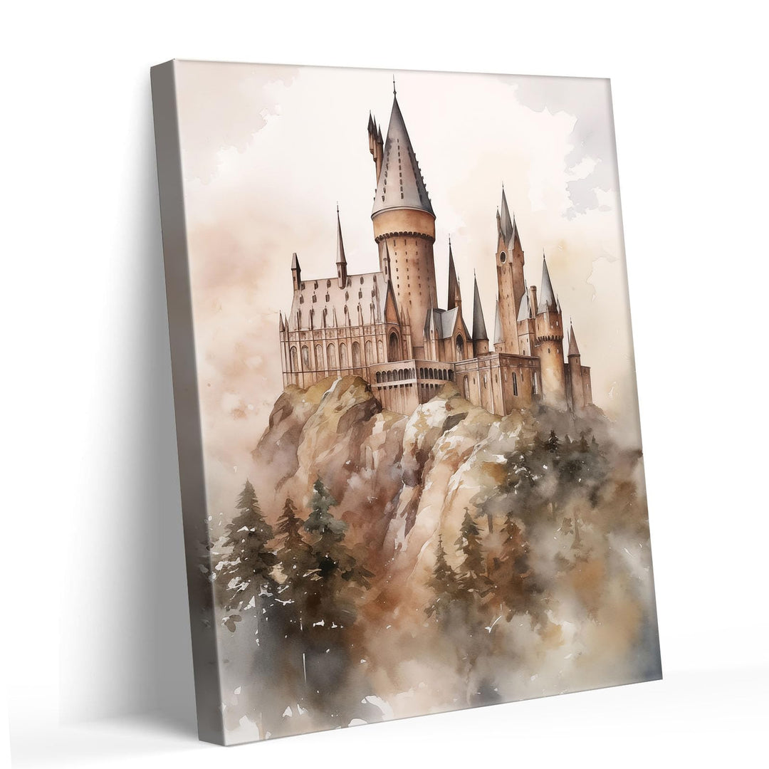Hogwarts Canvas School of Witchcraft and Wizardry Wall Art, Magic World Oil Painting Print, Majestic Castle Decor for Bedroom Living Room, Dreamy Art for Witchcraft Fans