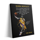 Kobe Bryant Canvas Wall Art Decor - Mamba Mentality Inspirational Quote, Lakers No. 24 Dunk Action Artwork, Iconic Basketball Legend Tribute Poster for Office, Gym or Home Wall Decoration