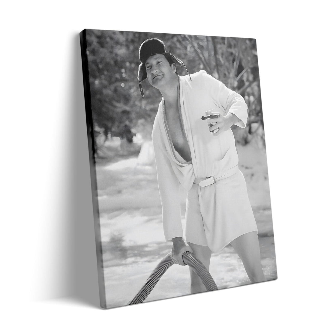 Funny Framed Canvas Wall Art Bathroom Decor Black and White Comedy Cousin Eddie Movies Poster Oil Painting Modern Toilet Artwork for Living Room Dorm Wall Home Decoration