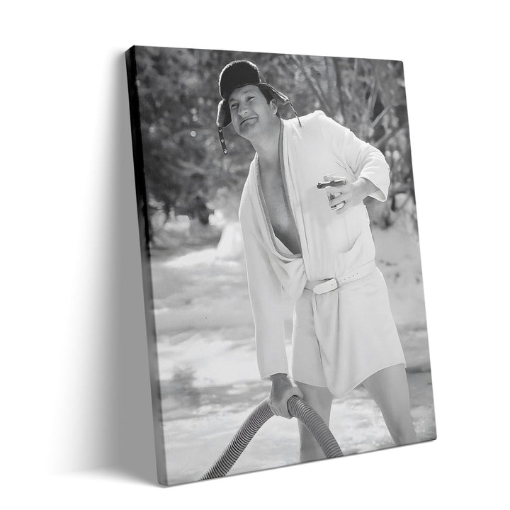 Funny Framed Canvas Wall Art Bathroom Decor Black and White Comedy Cousin Eddie Movies Poster Oil Painting Modern Toilet Artwork for Living Room Dorm Wall Home Decoration