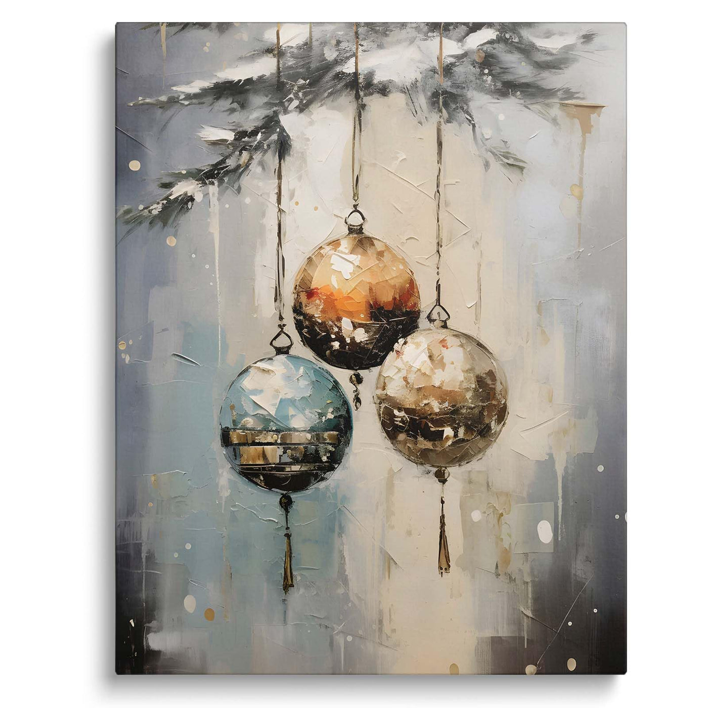 Christmas Tree Canvas Wall Art, Festive Holiday Tree with Lights and Gifts