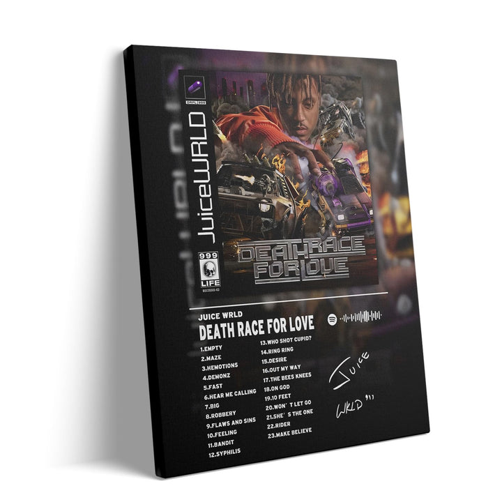 Juice WRLD Canvas Wall Art Death Race for Love Album Cover Poster, Intense Rap and Hip-Hop Inspired Prints Aesthetic for Bedroom Game Room Living Room Bar Studio Decor