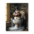 Sunwes Christmas Bathroom Wall Art Snowman Decor Snowman Reading on Toilet Icy Winter Humor Canvas Pictures Print Funny Christmas Wall Decor Artwork for Bathroom