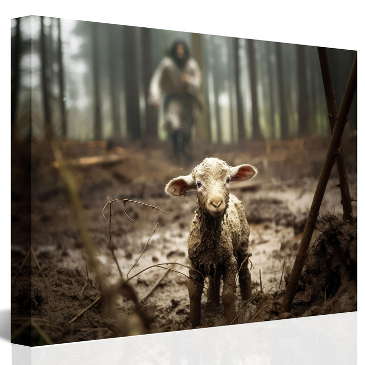 Jesus and Lamb Canvas Wall Art Jesus Running After Lost Lamb Picture Wall Art Canvas Print Christian Home Decor
