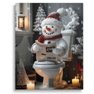 Funny Christmas Bathroom Wall Art, Santa, Snowman and Reindeer Holiday Decor