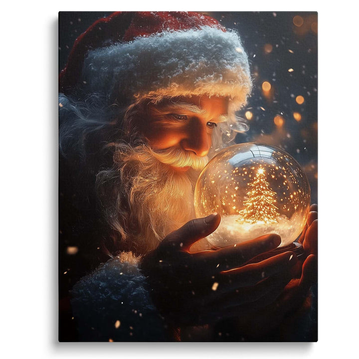 Christmas Canvas Framed Wall Art for Living Room Decor Classical Oil Painting Santa Claus & Crystal Ball Canva Poster Prints Wall Decoration Home Office Bedroom Bathroom Decor