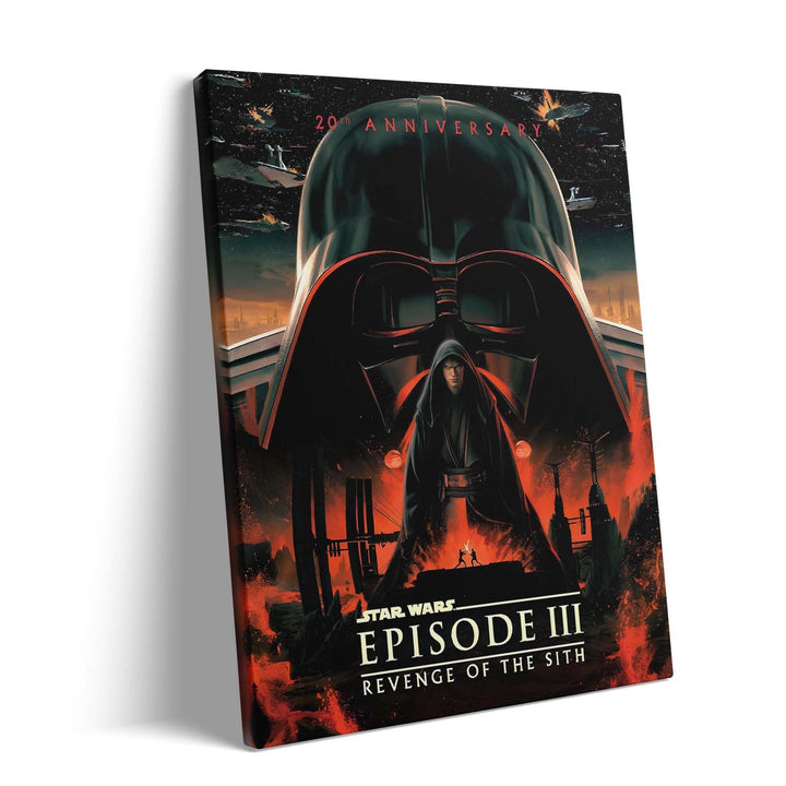 Star Wars Episode III Canvas Wall Art, Revenge of the Sith 20th Anniversary Poster Print, Dark Side Sci-Fi Framed Movie Wall Aesthetic Artwork for Bedroom Living Room or Game Room Decor