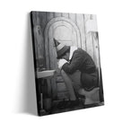 Funny Framed Canvas Wall Art Bathroom Decor Black and White Comedy Elf Movies Poster Bathroom Oil Painting Modern Toilet Artwork for Living Room Dorm Wall Home Decoration